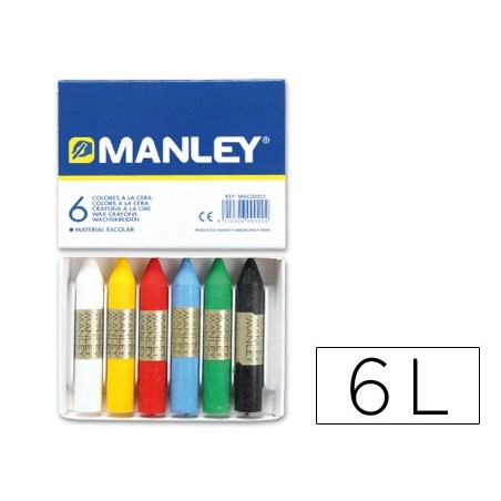 Lapices cera manley caja de 6 colores surtidos