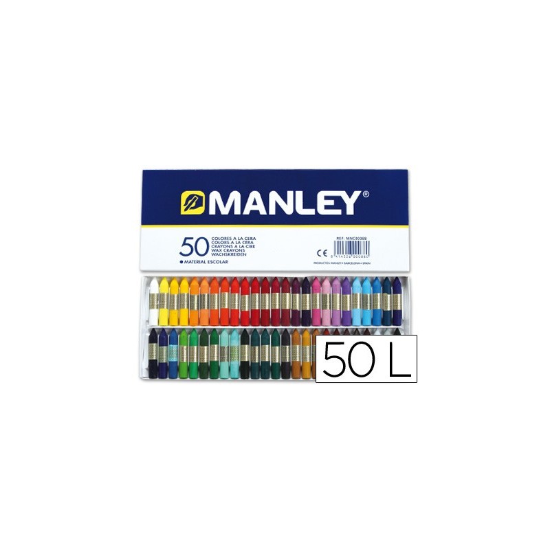 Lapices cera manley caja de 50 colores surtidos