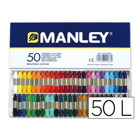 Lapices cera manley caja de 50 colores surtidos
