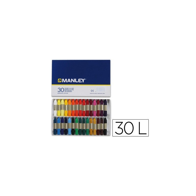 Lapices cera manley caja de 30 colores surtidos