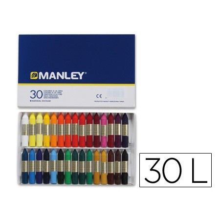 Lapices cera manley caja de 30 colores surtidos
