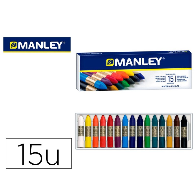 Lapices cera manley caja de 15 colores surtidos