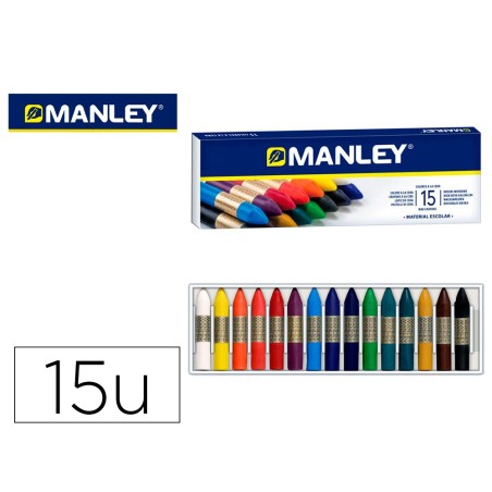 Lapices cera manley caja de 15 colores surtidos