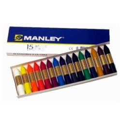 Lapices cera manley caja de 15 colores surtidos