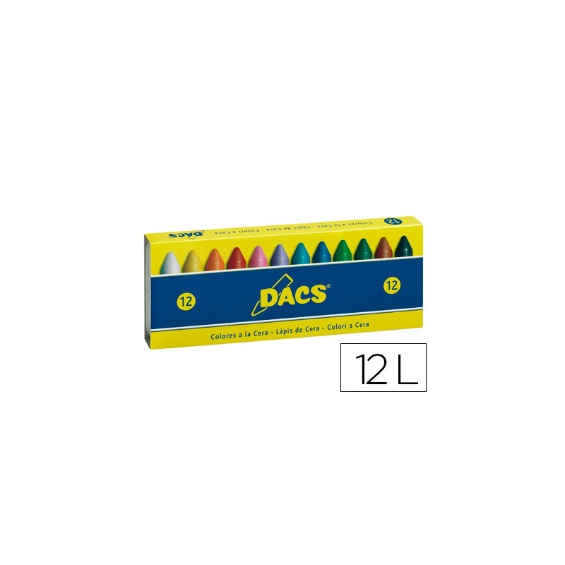 Lapices cera dacs caja de 12 colores surtidos