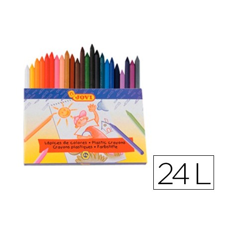 Lapices cera jovi hexagonal caja de 24 unidades colores surtidos