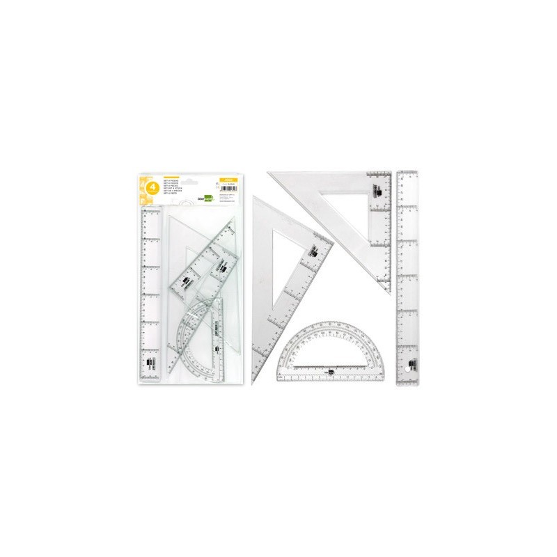 Juego escuadra y cartabon 25cm regla 30cm y semicirculo 15cm liderpapel en petaca incolora