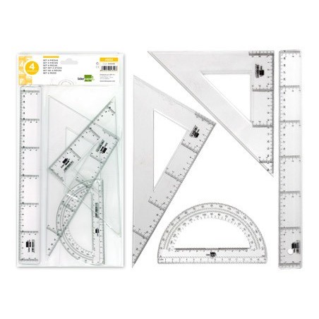 Juego escuadra y cartabon 25cm regla 30cm y semicirculo 15cm liderpapel en petaca incolora