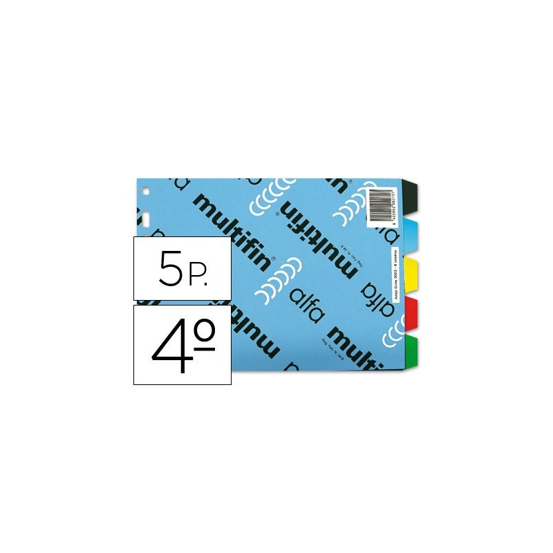 Separador multifin 3003 plastico cuarto apaisado 5 pestañas