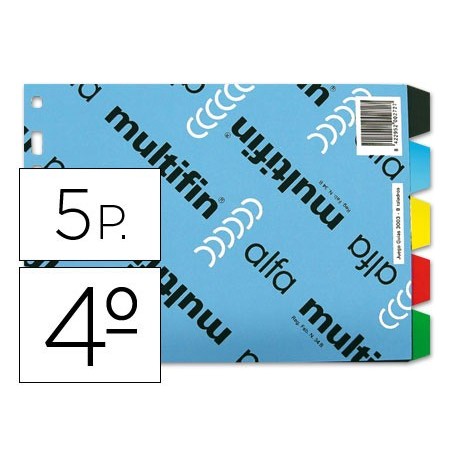 Separador multifin 3003 plastico cuarto apaisado 5 pestañas
