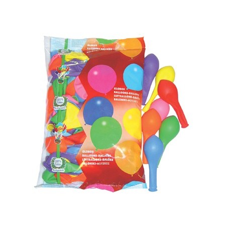 Globo 100% latex biodegradable bolsa de 100 unidades colores surtidos
