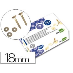 Encuadernadores liderpapel latonados con arandela 18 mm caja de 100 unidades
