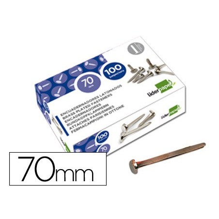 Encuadernadores liderpapel niquelados n.12 70 mm caja de 100 unidades