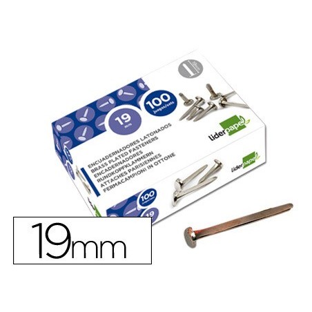 Encuadernadores liderpapel niquelados n.3 19 mm caja de 100 unidades