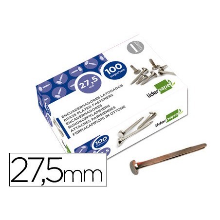 Encuadernadores liderpapel niquelados n.6 27,5 mm caja de 100 unidades