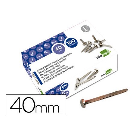 Encuadernadores liderpapel niquelados n.8 40 mm caja de 100 unidades
