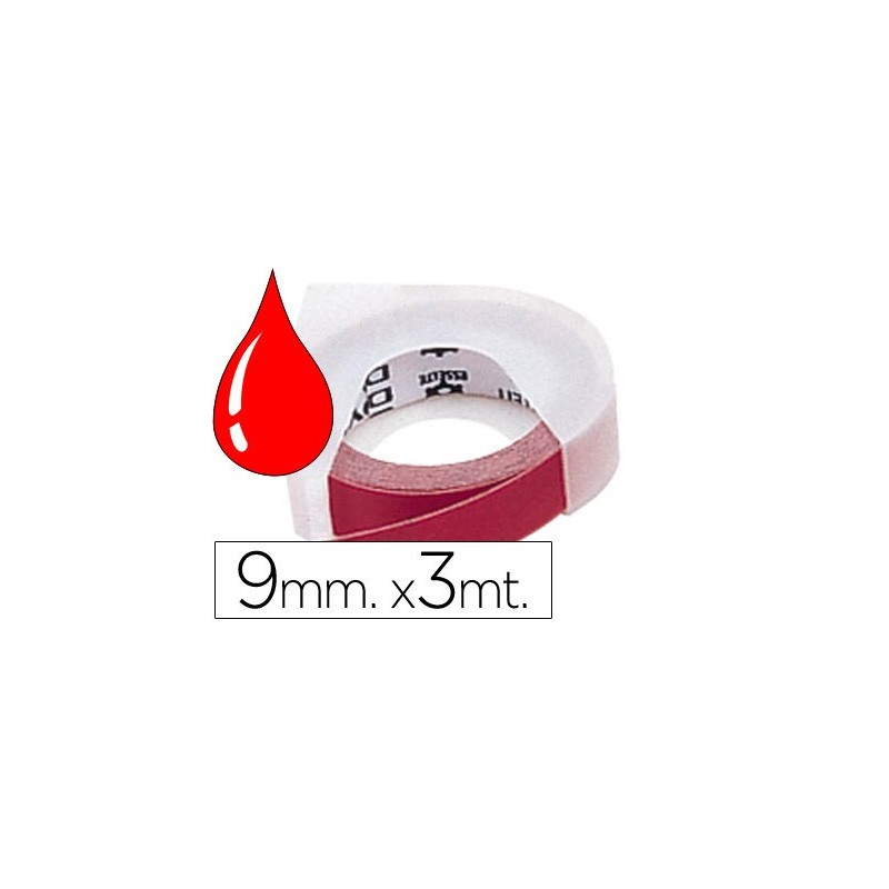 Cinta dymo 3d 9mm x 3 mt roja tradicional