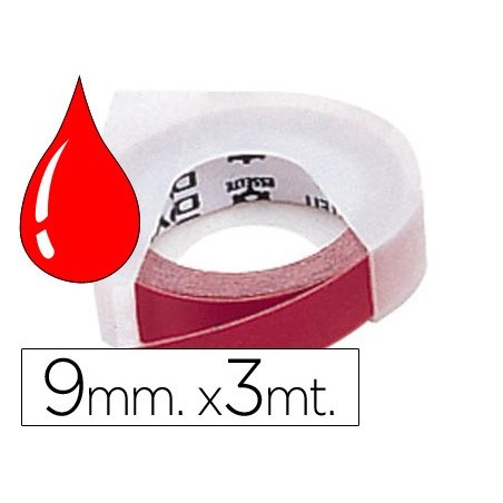 Cinta dymo 3d 9mm x 3 mt roja tradicional