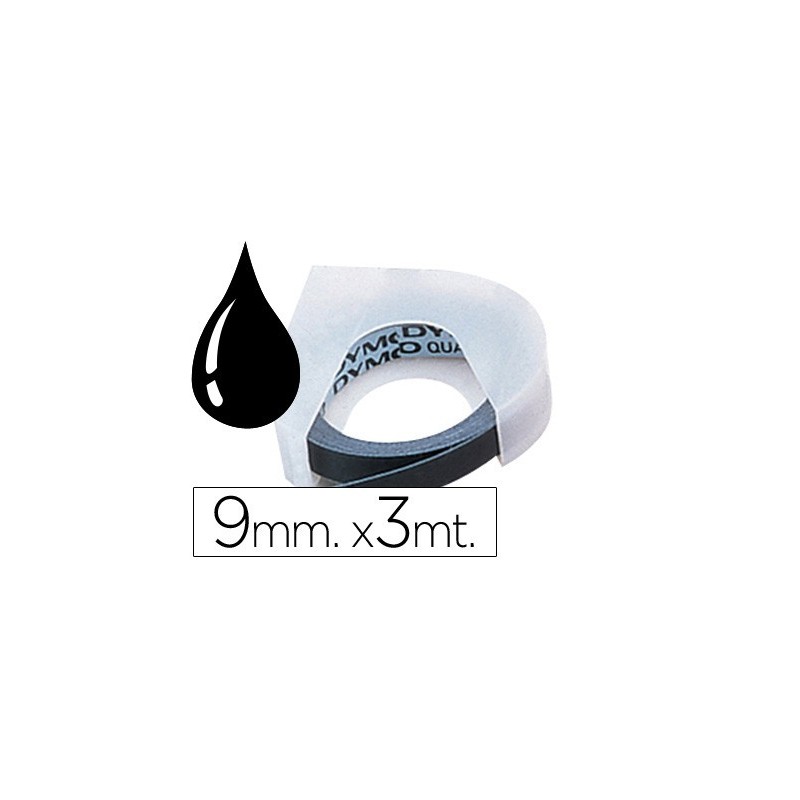 Cinta dymo 3d 9 mm x 3 mt negra tradicional