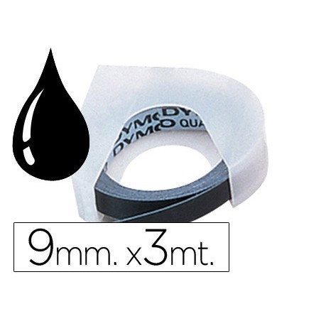 Cinta dymo 3d 9 mm x 3 mt negra tradicional