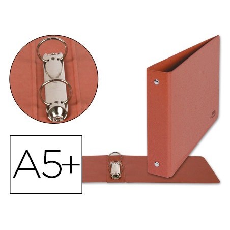 Carpeta de 2 anillas 25mm redondas liderpapel cuarto apaisado carton cuero