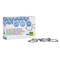 Anilla bisagra liderpapel niquelada n.1 diametro 20 mm caja de 20 unidades