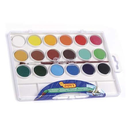 Acuarela jovi 18 colores con pincel estuche de plastico