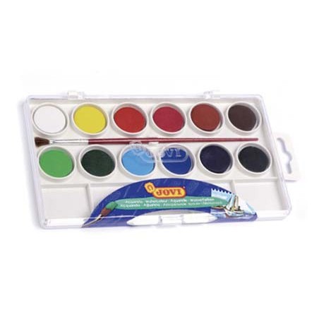 Acuarela jovi 12 colores con pincel estuche de plastico