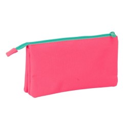 Bolso escolar portatodo safta triple nait nait rosa fluor 120x220x30 mm