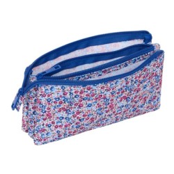 Bolso escolar portatodo safta triple nait nait floresistente coimbra azul 120x220x30 mm