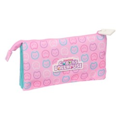 Bolso escolar portatodo safta triple gabby s dollhouse party 120x220x30 mm