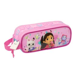 Bolso escolar portatodo safta doble gabby s dollhouse party 80x210x60 mm