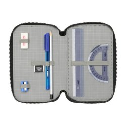 Plumier escolar safta triple 36 piezas tortugas ninja 195x125x55 mm