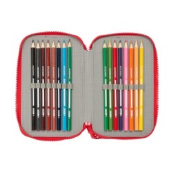 Plumier escolar safta triple 36 piezas atletico de madrid 195x125x55 mm