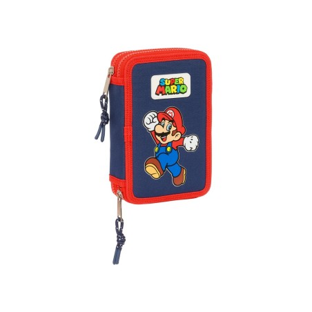 Plumier escolar safta doble pequeño 28 piezas super mario world 195x125x40 mm