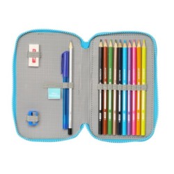 Plumier escolar safta doble pequeño 28 piezas stitch aloha 195x125x40 mm