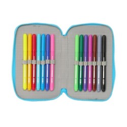 Plumier escolar safta doble pequeño 28 piezas stitch aloha 195x125x40 mm