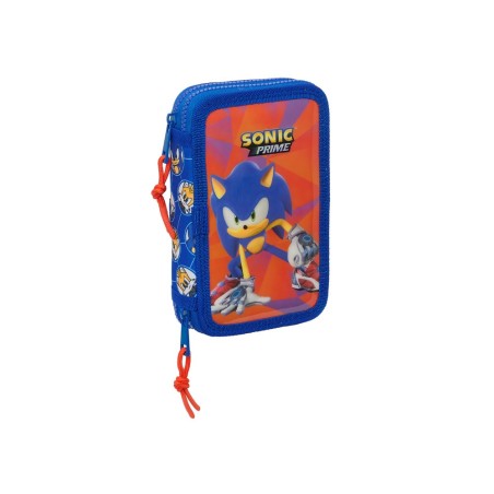 Plumier escolar safta doble pequeño 28 piezas sonic prime 195x125x40 mm
