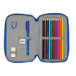Plumier escolar safta doble pequeño 28 piezas sonic prime 195x125x40 mm