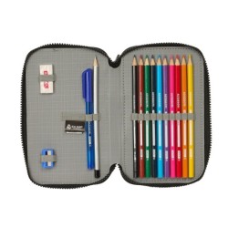 Plumier escolar safta doble pequeño 28 piezas real madrid 1 equipacion 24/25 195x125x40 mm