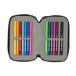 Plumier escolar safta doble pequeño 28 piezas real madrid 1 equipacion 24/25 195x125x40 mm