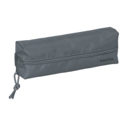 Bolso escolar portatodo safta rectangular con goma elastica 22 cm gris oscuro