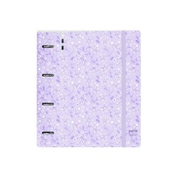 Carpeta con recambio safta din a4 cuadro 5 mm polipropileno foam 4 anillas 35mm estampados floral lila