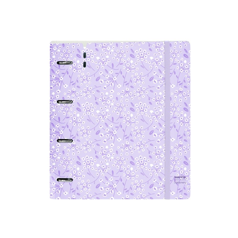 Carpeta con recambio safta din a4 cuadro 5 mm polipropileno foam 4 anillas 35mm estampados floral lila