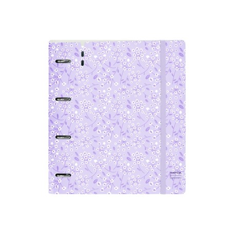 Carpeta con recambio safta din a4 cuadro 5 mm polipropileno foam 4 anillas 35mm estampados floral lila