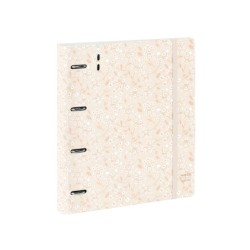 Carpeta con recambio safta din a4 cuadro 5 mm polipropileno foam 4 anillas 35mm estampados floral rosa