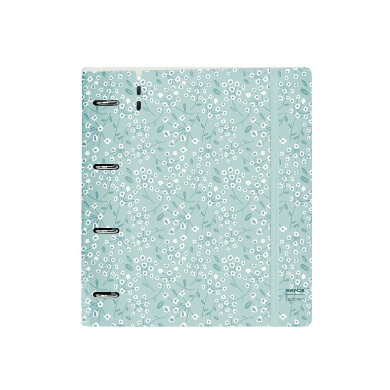 Carpeta con recambio safta din a4 cuadro 5 mm polipropileno foam 4 anillas 35mm estampados floral azul
