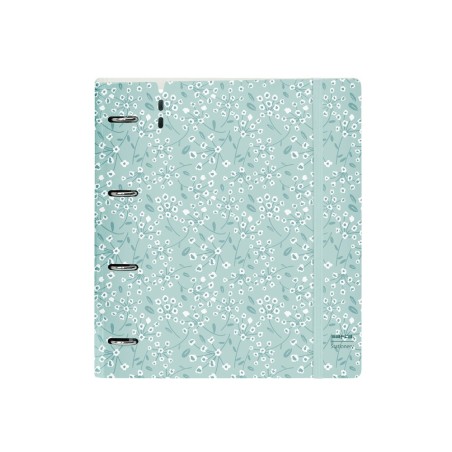 Carpeta con recambio safta din a4 cuadro 5 mm polipropileno foam 4 anillas 35mm estampados floral azul