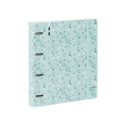 Carpeta con recambio safta din a4 cuadro 5 mm polipropileno foam 4 anillas 35mm estampados floral azul