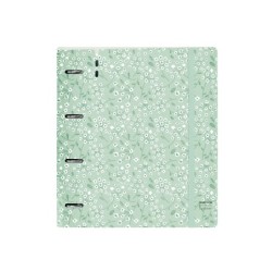 Carpeta con recambio safta din a4 cuadro 5 mm polipropileno foam 4 anillas 35mm estampados floral verde